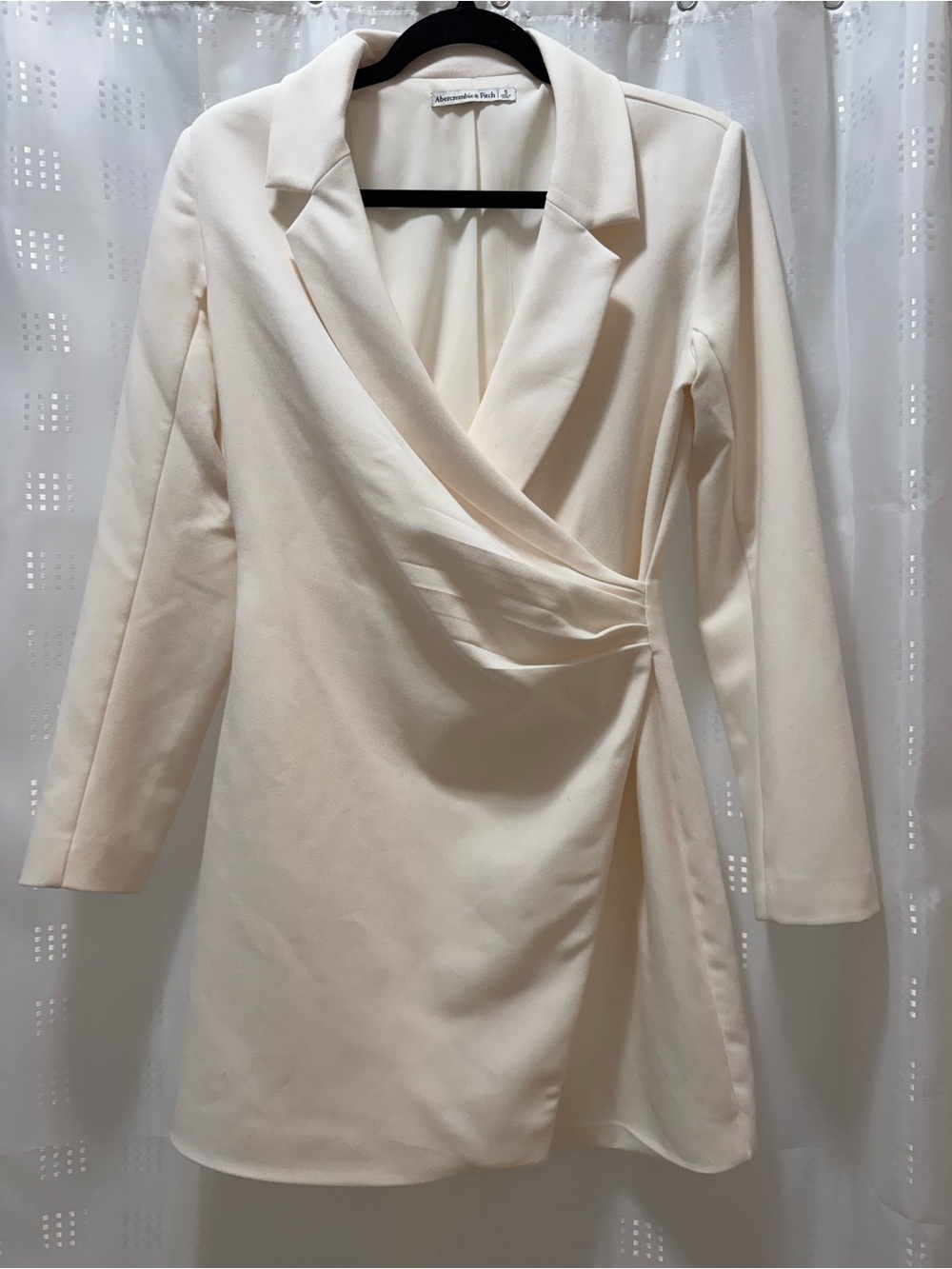 Abercrombie & Fitch Cream Wrap-Front Long-Sleeve Dress